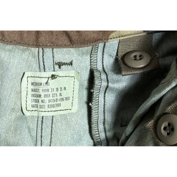 NOS US Military Cold Weather Trousers 1987 Woodland Camo Cargo M-Long - Picture 3 of 9